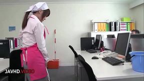 Asian Office Lady Chihiro Akino Serves Hot Blowjob and Craves Creampie Thrill