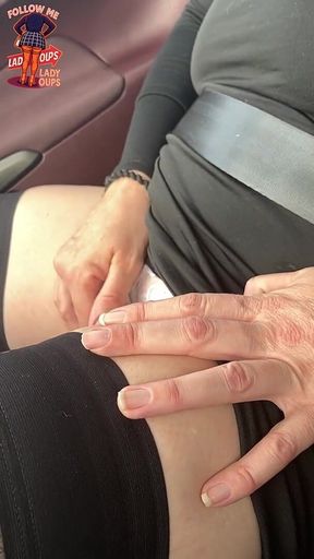 Slut in Car Butt Plug and Big Tits for French Bitch Lady Oups