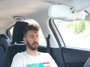 Jerking off my huge cock in a public car park