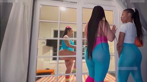 yoga instructor stretches out pussy and makes it squirt! feat ami bue and bbgirl hazel