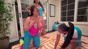 yoga instructor stretches out pussy and makes it squirt! feat ami bue and bbgirl hazel