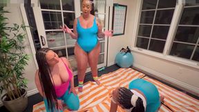 yoga instructor stretches out pussy and makes it squirt! feat ami bue and bbgirl hazel