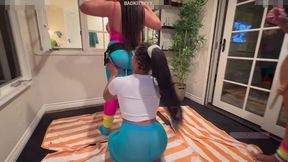 yoga instructor stretches out pussy and makes it squirt! feat ami bue and bbgirl hazel