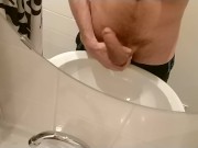 Step Brother caught swinging His White cock in mirror