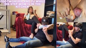 Goddess Lytta Demands Friend Worship her feet and give a Footjob while his step-mom is in the Kitchen - FOOT WORSHIP - FOOT SMELLING - SOCKS - HIDDENN - FOOTJOB - CUMSHOT - FOOT FETISH - TOE SUCK - copy