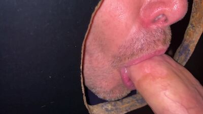 Masked man takes that hard cock and sucks it like a lollypop