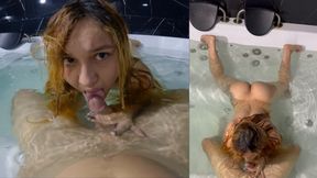 BLOWJOB AND FUCK IN JACUZZI ON A DOUBLE CAMERA VIEW UNDER THE GUIDE AND AERIAL VIEW