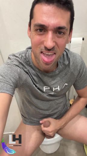 Daddy Jerks Off Hard in the Bathroom - Huge Cumshot!   Clip 2