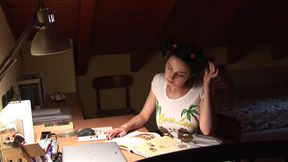 Dirty old stepdad fucking his brunette stepdaughter