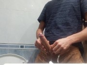 The Guy With The Huge Cock So Fat In His Pants, He Unloads It With 5 Jets Of Semen In The Air