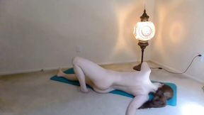 Pale Cutie Does Yoga Next to a Cool Lamp!
