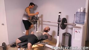 Hunky stepdad hammering twinks tight ass after workout