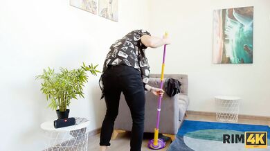 Russian babes rim him raw then ride that big dick together