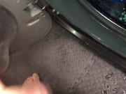 Pissing Into The Washing Machine To Pre-Soak Those Dirty Towels With Hot Piss Before Washing Them