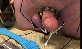 I beat the cum out of my bound balls. HFO - estim orgasm.