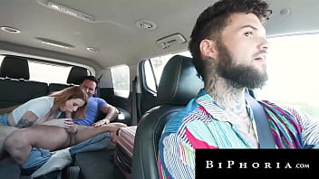 Sexy Hitchhiker Spitroasted By Bi Hunk Couple - Biphoria