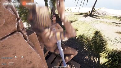 Lara Croft’s footjob on a monster’s huge cock left her a pregnant virgin