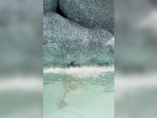 Monika Fox In Blue Bikini Swims In Pool In Paradise Place