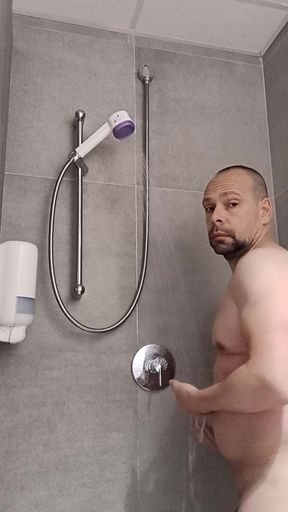 Ejaculation and swallowing of my in the shower