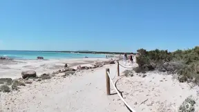 Busty blonde gets anal fuck outdoor