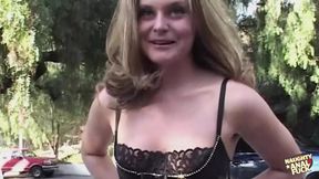 A Beautiful Brunette in Fishnet Stockings Thanks the Guy While He Drills Her Tight Ass