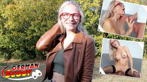German Scout - Fit Blonde Glasses Girl Vivi Vallentine Pickup and Chat with Casting Fuck