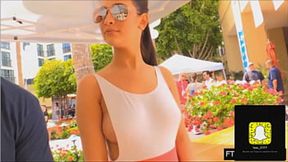 Exposed public nudity - her sultry slit strips down for all to see
