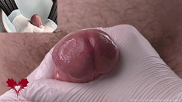 Medical water features - Nurse POV - white latex gloves glans handjob