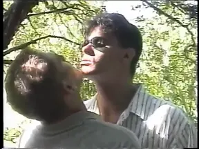 Randy studs under a tree fucking bung hole and giving head