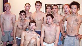 Adam Loren & Aires & Ayley Nyce & Clay Costley & Cody Marsh & Cory Woodall & D.J. in Gay Bukkake Party Scene 3 - Bromo