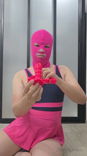 Sissy Kanisa Unbox Her New Toy. Rose Mouth Plug Dildo