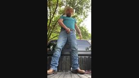 Cowboy Stroking in Bed of F150