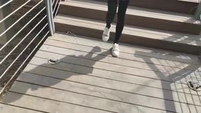 Dark Park Stroll: Blindfolded Brunette in Stockings and Bondage