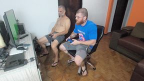 Carmona and Her Stepfather Playing Video Games Naked