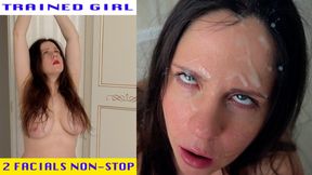 Trained Girl: Two Facials Non-Stop, Weirdly Exciting Footage, POV