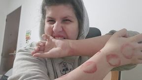 Rough Self-Kissing, Lipstick Stains & Raw Biting – Passionate Kisses, Lip Prints & Deep Finger Bites on My Arm