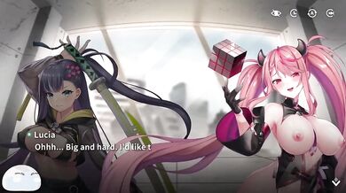 Big tits waifu destroyed by deep penetration threesome cum explosion behind locked eyes