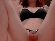 Sissy fucks herself through nylon and lube🔥💋