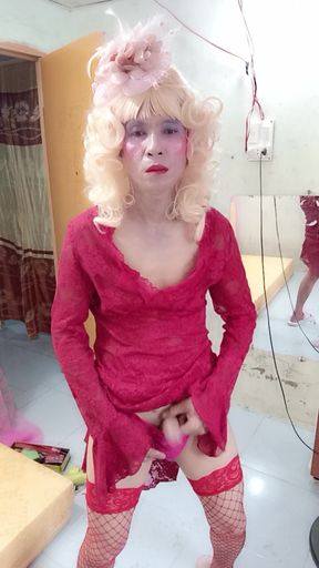 Oanh Le transgender wearing a selfie cock terrier dress
