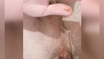 So hot twink enjoys a big anal ball and cums from a strap-on. His anal spits natural lube