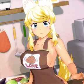 Wolf Girl Wags Her Tail Happily For The Food You Bring Her And Thanks You With Her Big Tits - Hentai Pros