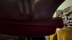 Sissy femboy squirts solo while big black cock wrecks his loaded ass