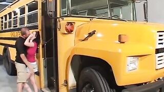 sexy young skank deep throats a penis on the school bus