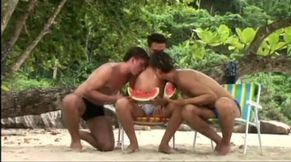 Nice gay 3some on the beach
