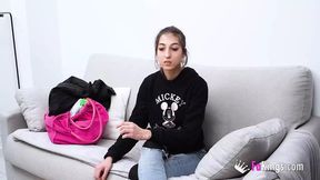 18-year-old Vanesa Merino's debut with a mature stud: first-time senior seduction