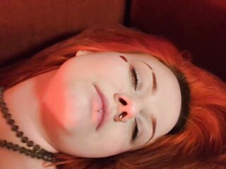 Redhead punk hotty playing, drinking champagne and masturbating - can u assist her cum?