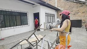 &quot_NEW YEAR GIFT: Homeless girl eats BANANA while getting DOGGY ANAL