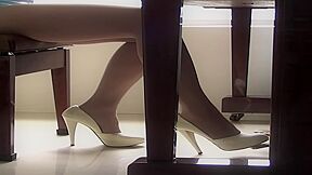 Pianist Pumping Instrument Wearing White Mules