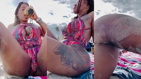 at the beach in sexy swimsuit asmr