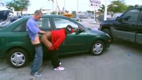 White dude fucks black guy in public car park